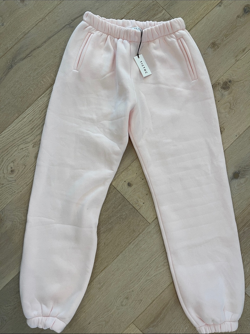 Tic Toc from Los Angeles Soft Pink Fleece Joggers Size Large NWT